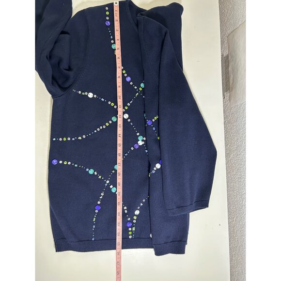 Alfred Dunner Women Navy Blue Sweater With Sequins Beads & Crew Neck Size 1X - Picture 4 of 5